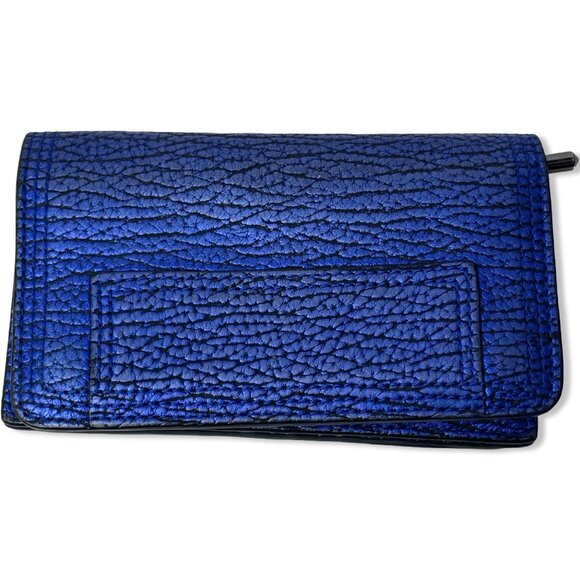 3.1 Phillip Lim Metallic Blue Leather Wallet (Hard-to-Find Color) - Picture 1 of 15
